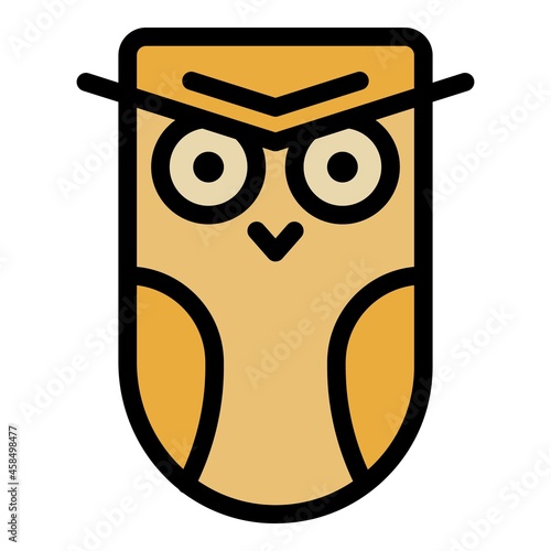Angry owl icon. Outline angry owl vector icon color flat isolated