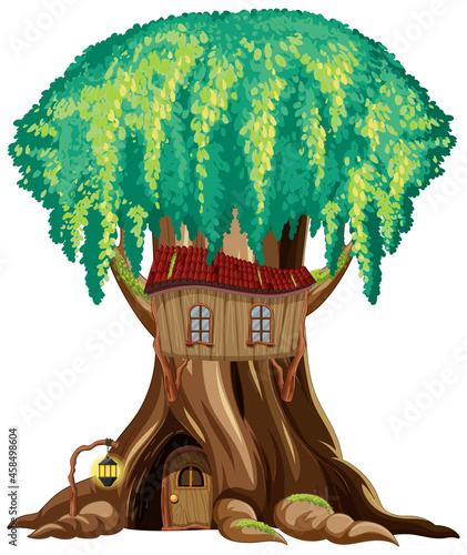Fantasy huge tree on white background