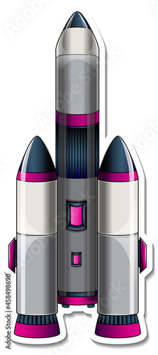 A sticker template with Rocket Ship Cartoon isolated