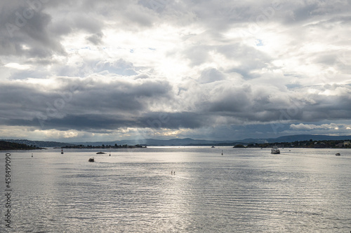 Oslo fjord in Norway at sunset