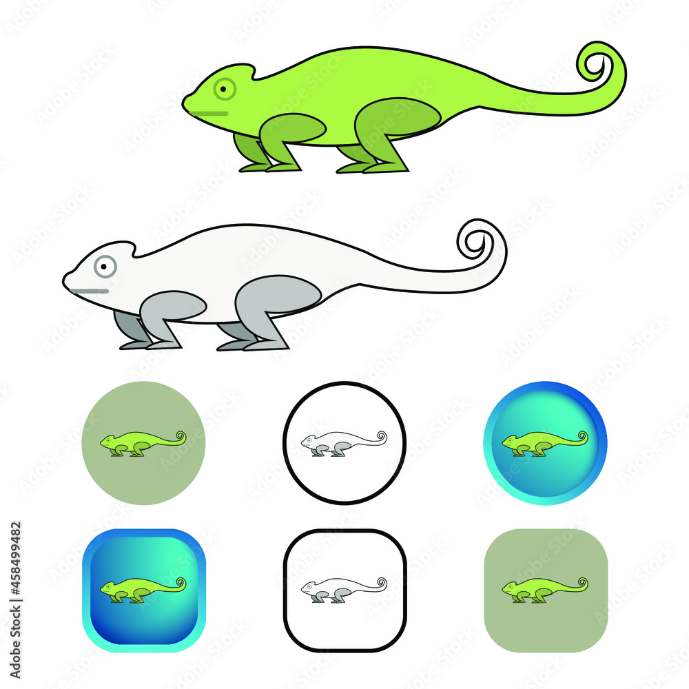 Flat Chameleon Reptile Icon Collection Flat Chameleon Reptile Icon Collection