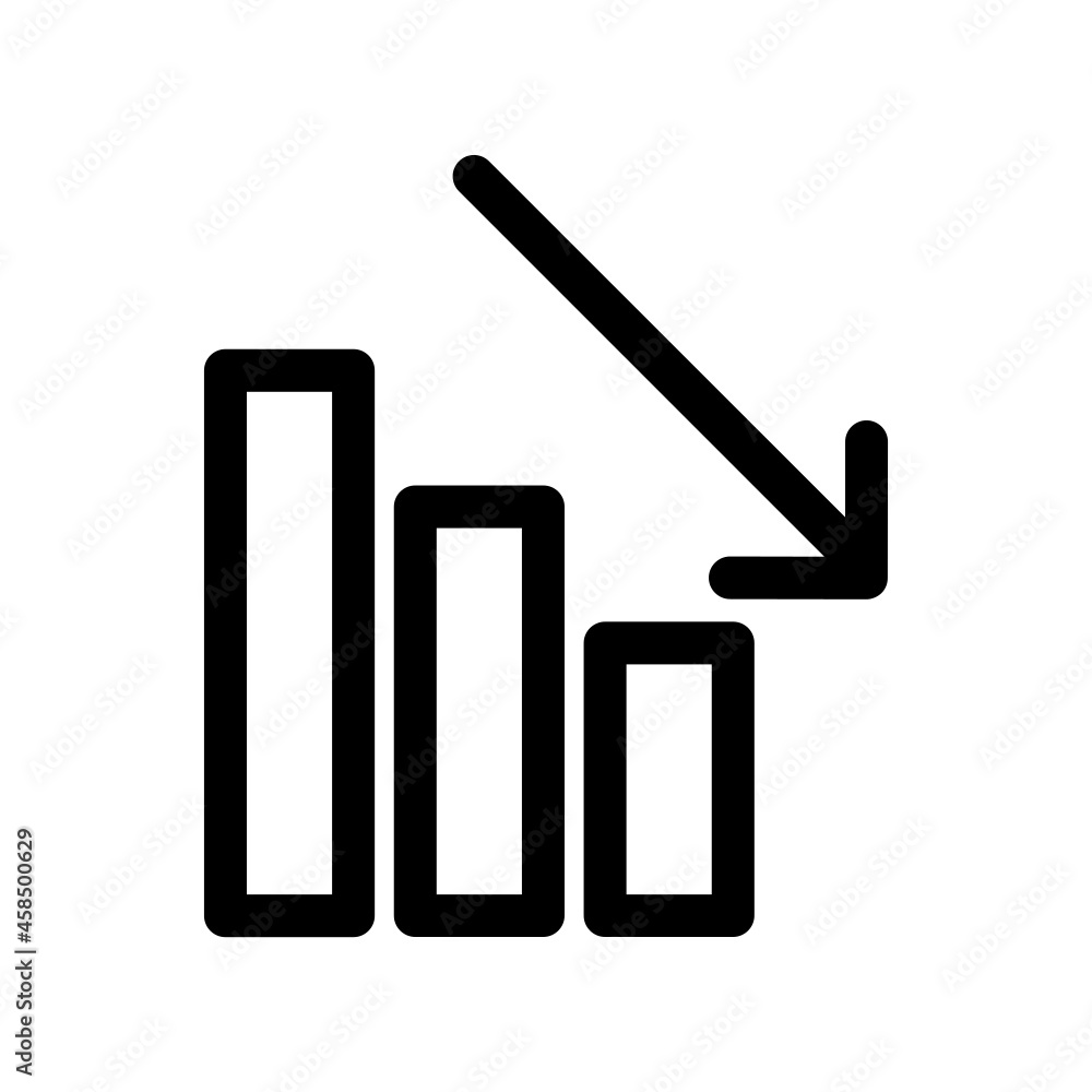 Icon line increasing business numbers down Icon line increasing business numbers down