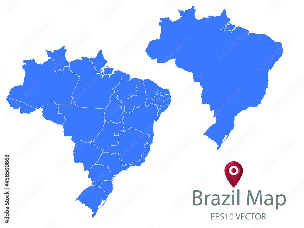 Couple Set Map,Blue Map of Brazil,Vector EPS10