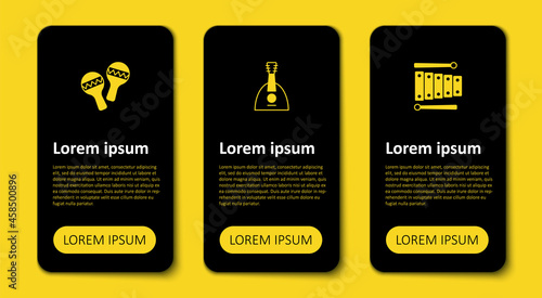 Set Xylophone, Balalaika and Maracas. Business infographic template. Vector