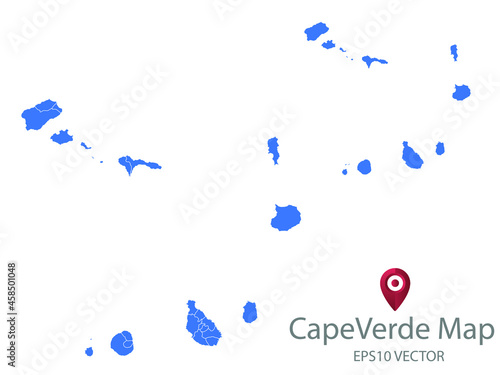 Couple Set Map,Blue Map of Cape Verde,Vector EPS10