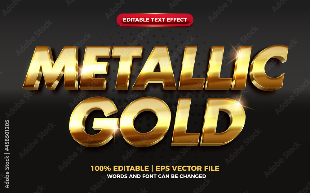 Metallic gold shiny 3d editable text effect
