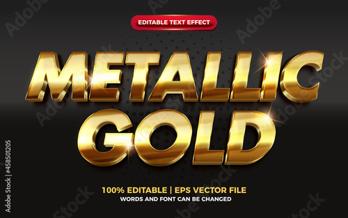 Metallic gold shiny 3d editable text effect