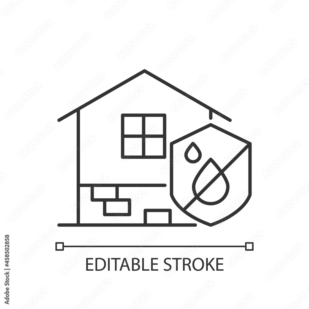 Resistance to dampness linear icon. Damp proofing. Building moisture