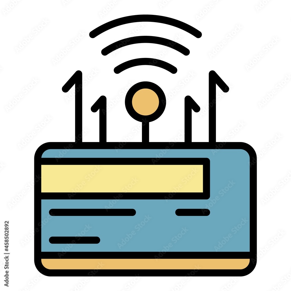 Wireless router icon. Outline wireless router vector icon color flat isolated Wireless router icon. Outline wireless router vector icon color flat isolated