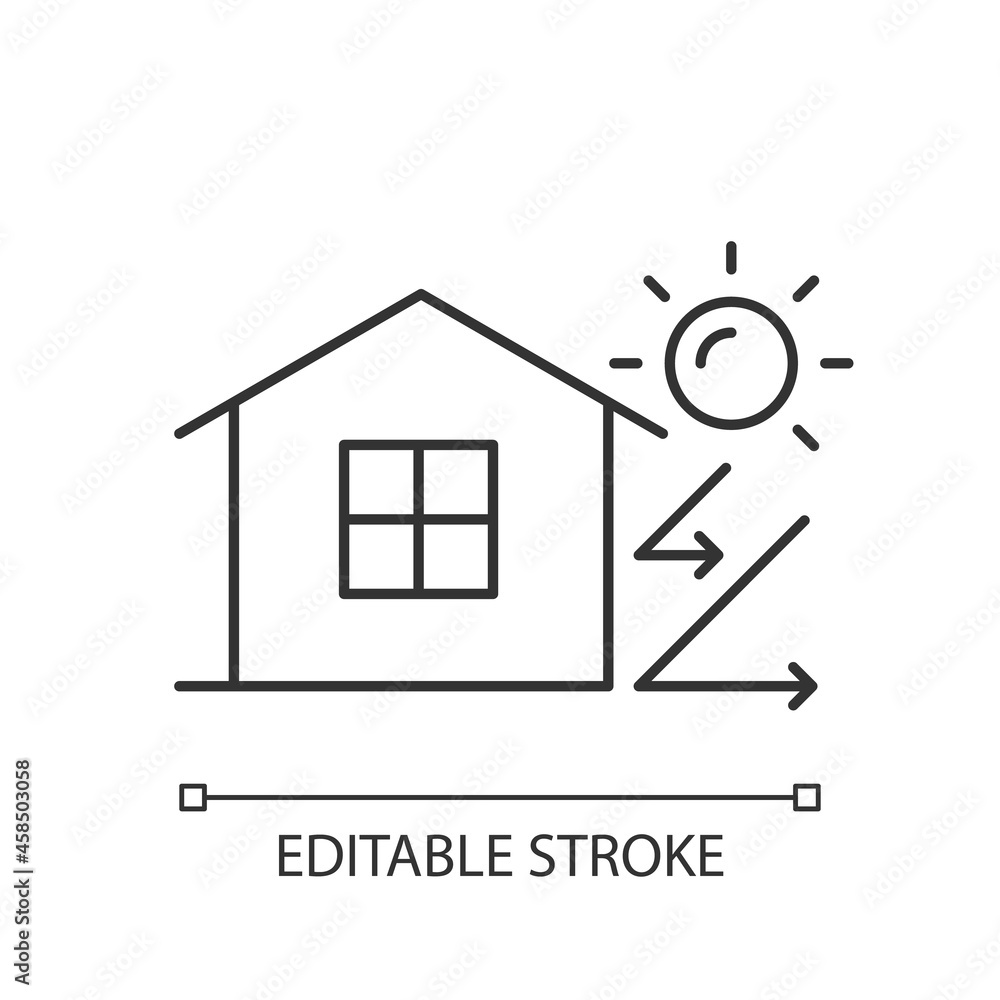 Heat insulation linear icon. House isolation from heat. Thermal