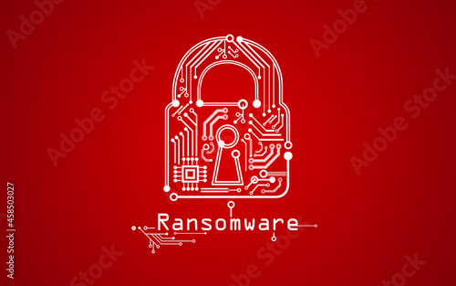 ransomware virus, padlock red background