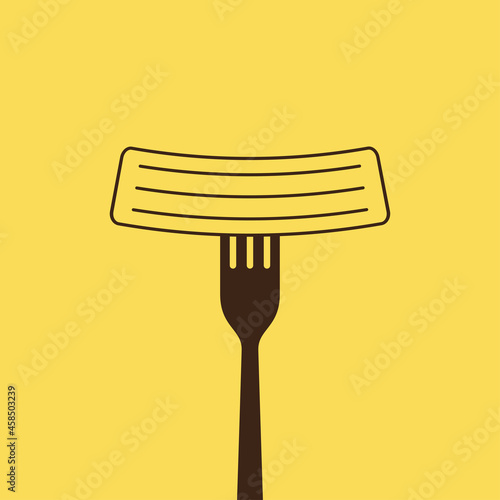 Pasta noodles vector. Pasta noodles on fork. Pasta noodles icon.