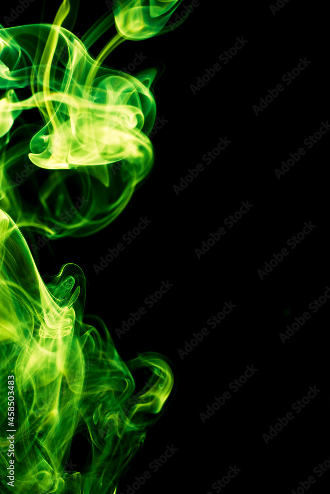 Green smoke on black background. Green smoke on black background.