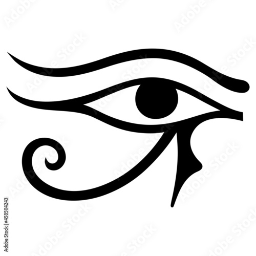 The ancient Egyptian symbol of the sun is the right eye of the god Horus. A mystical protective amulet of the Pharaohs. A sign symbolizing masculine strength. photo