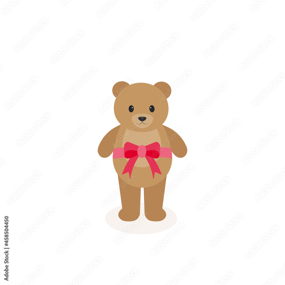 Obraz premium This is a teddy bear with a ribbon on a white background.