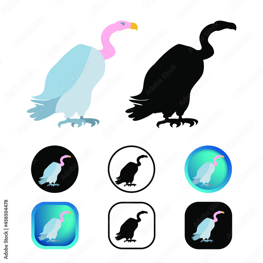 Flat Vulture Bird Icon Collection Flat Vulture Bird Icon Collection
