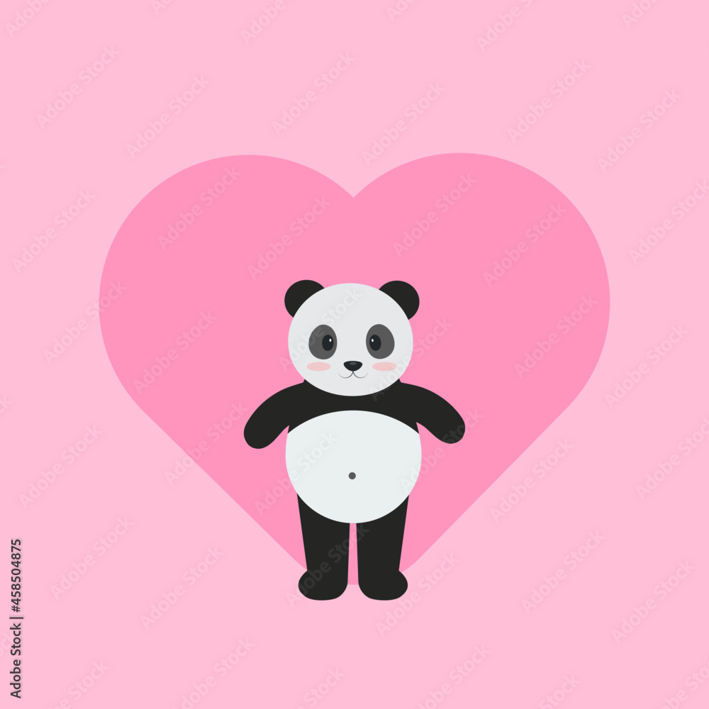 This is a panda for valentines day on a pink background. This is a panda for valentines day on a pink background.