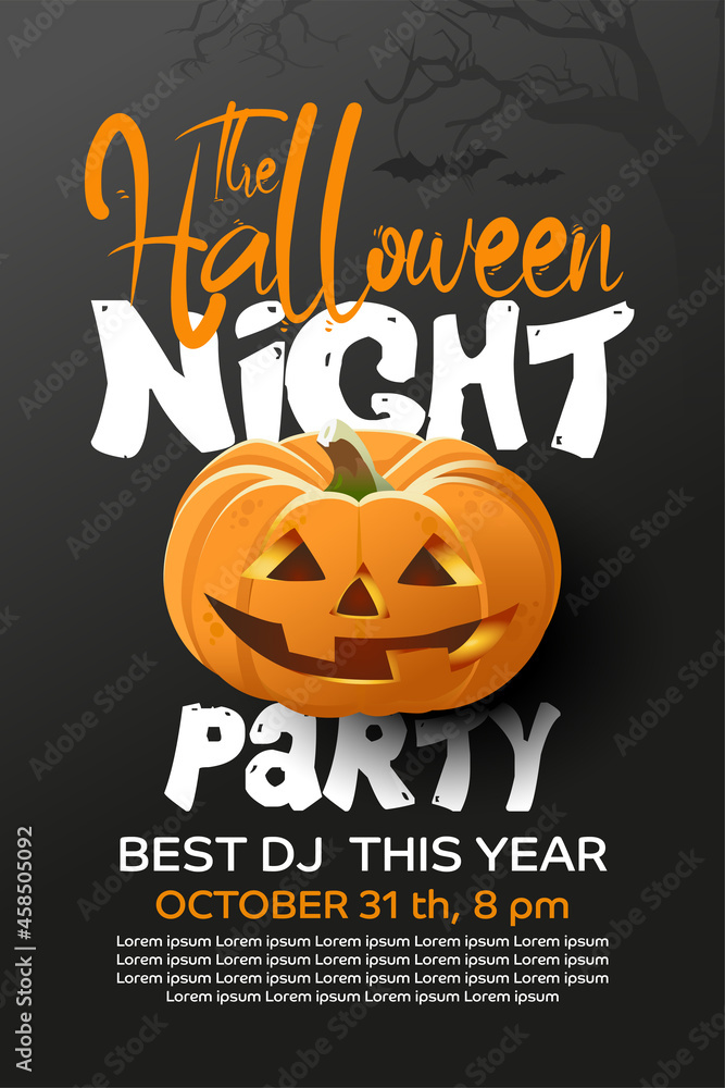 Halloween night party flyer. Vector illustration. Halloween night party flyer. Vector illustration.