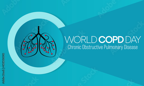 World COPD day (Chronic Obstructive Pulmonary Disease) is observed every year in November, is the name for a group of lung conditions that cause breathing difficulties. Vector illustration