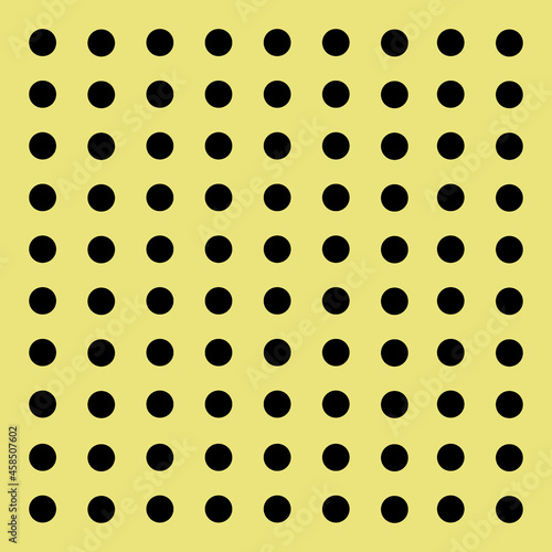 Peg board with round holes. Yellow peg board perforated texture background for working bench tools. Vector illustration.
