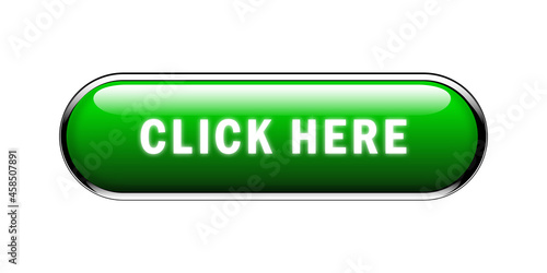 Click here glossy button clicking icon. Click here vector web button. 
Click here, UI button concept. Vector illustration