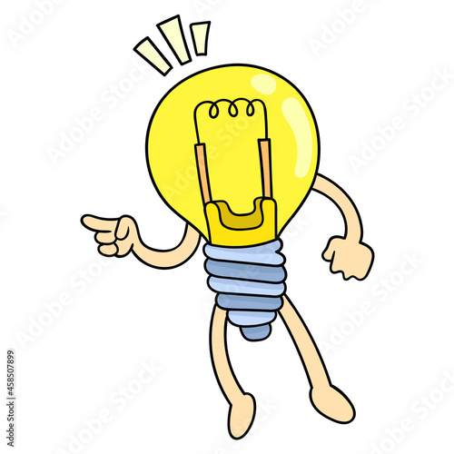 the light bulb lights up brightly a sign of a brilliant idea, doodle icon image kawaii