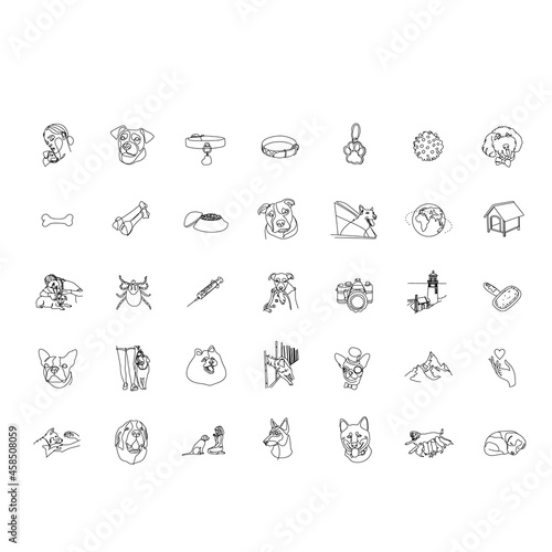 Pet vector set of icons, collection of covers for social media highlights, isolated on white background. Veterinary clinic or pet shop concept