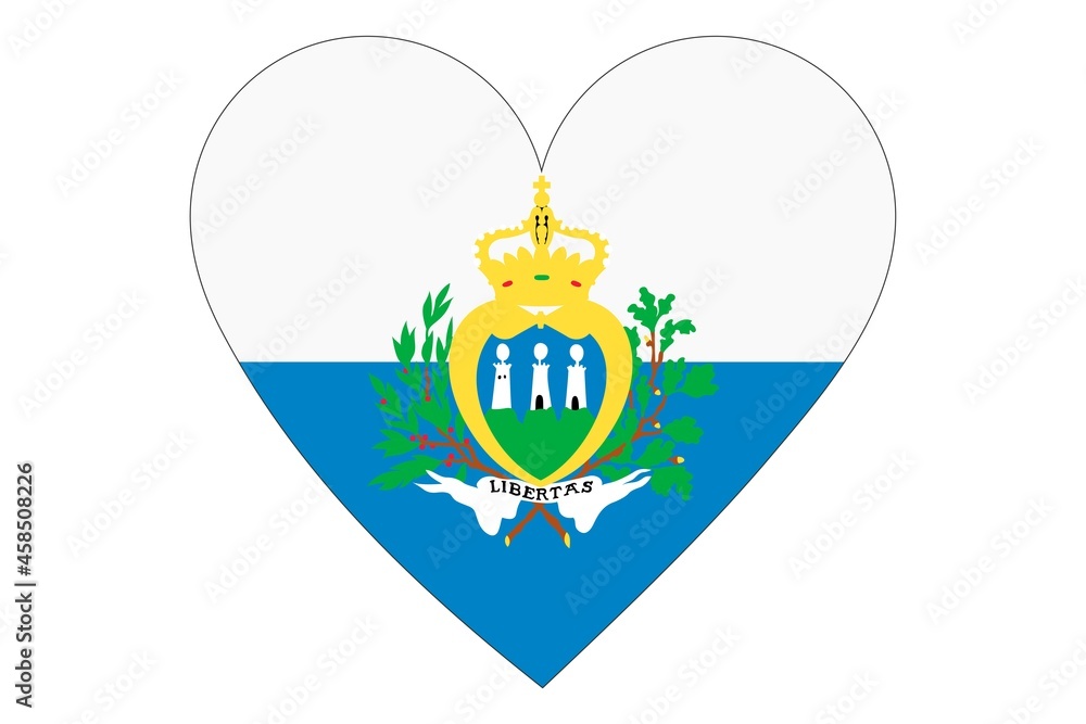 San Marino flag of heart shape isolated on white background San Marino flag of heart shape isolated on white background