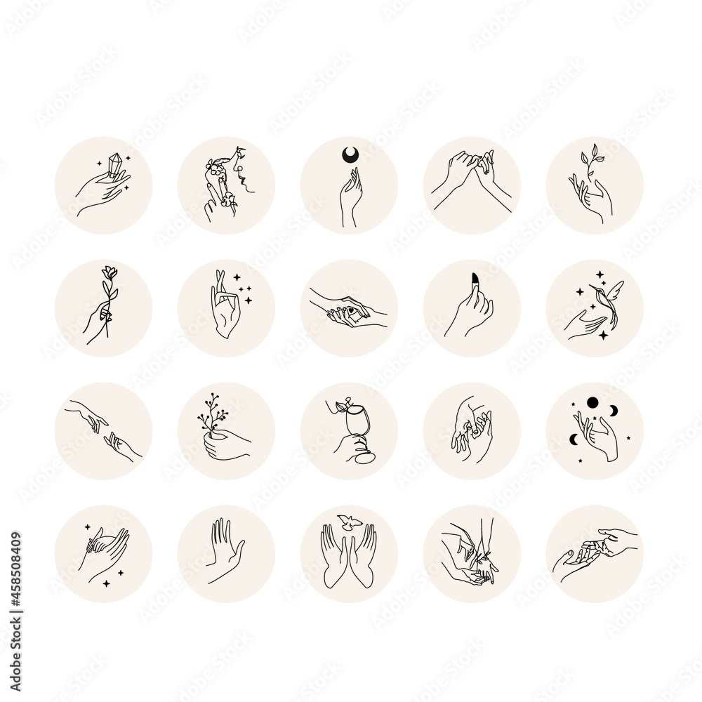 Instagram Highlights cover icons. Line art icons. Outline. Vector ...