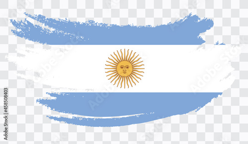 Grunge brush stroke with  ARGENTINA national flag. Watercolor painting flag,poster, banner of the national flag. Style watercolor drawing. Vector isolated on transparent background.