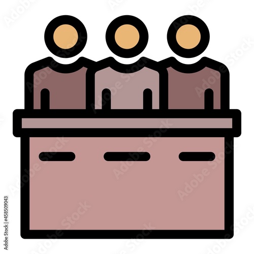 Justice court people icon. Outline justice court people vector icon color flat isolated