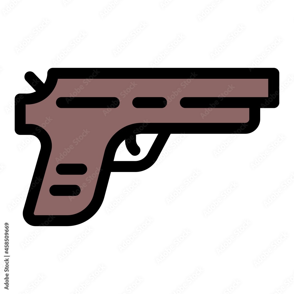 Police pistol icon. Outline police pistol vector icon color flat isolated Police pistol icon. Outline police pistol vector icon color flat isolated