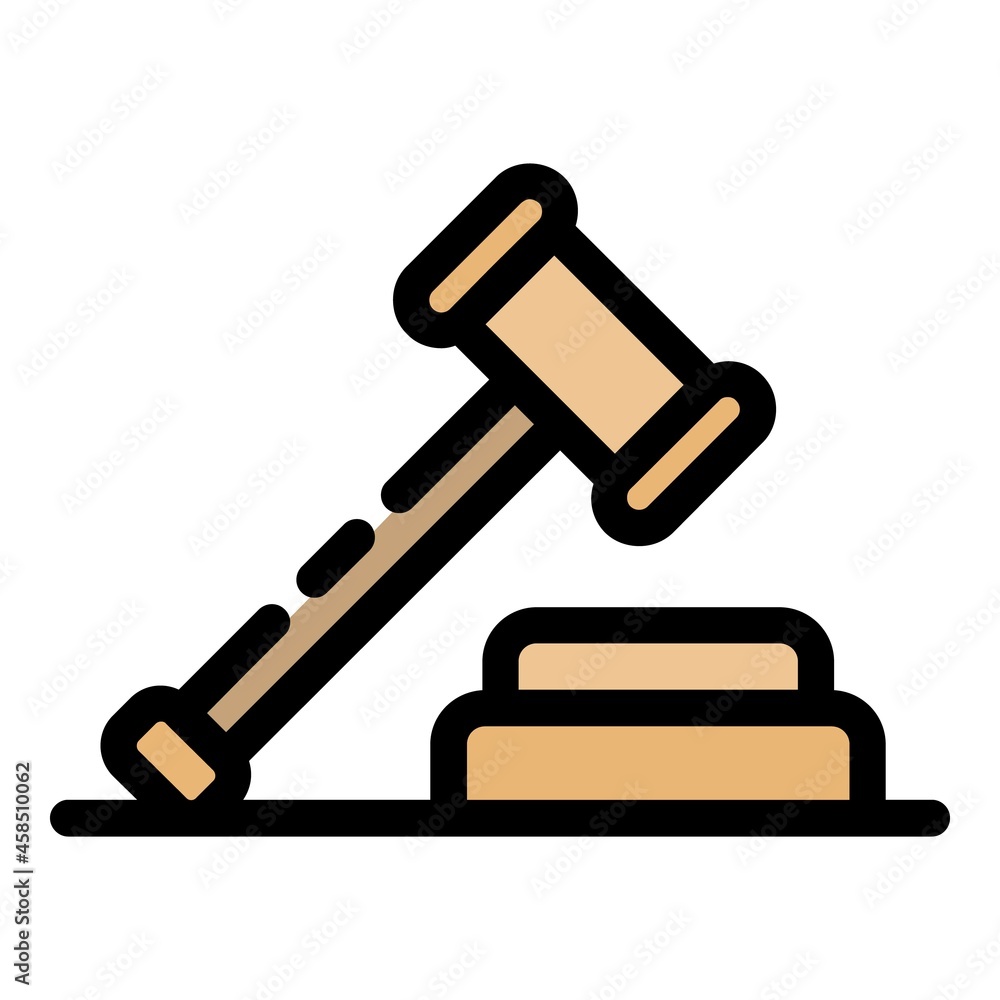 Judge gavel icon. Outline judge gavel vector icon color flat isolated Judge gavel icon. Outline judge gavel vector icon color flat isolated