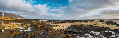 Incredible low tide coastside of Lanzarote. ACanary Islands. Spain