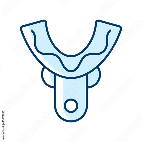 Impression tray RGB color icon. Dental prosthesis construction. Oral surgery. Dental implantology. Reproducing oral structures. Create replica. Isolated vector illustration. Simple filled line drawing