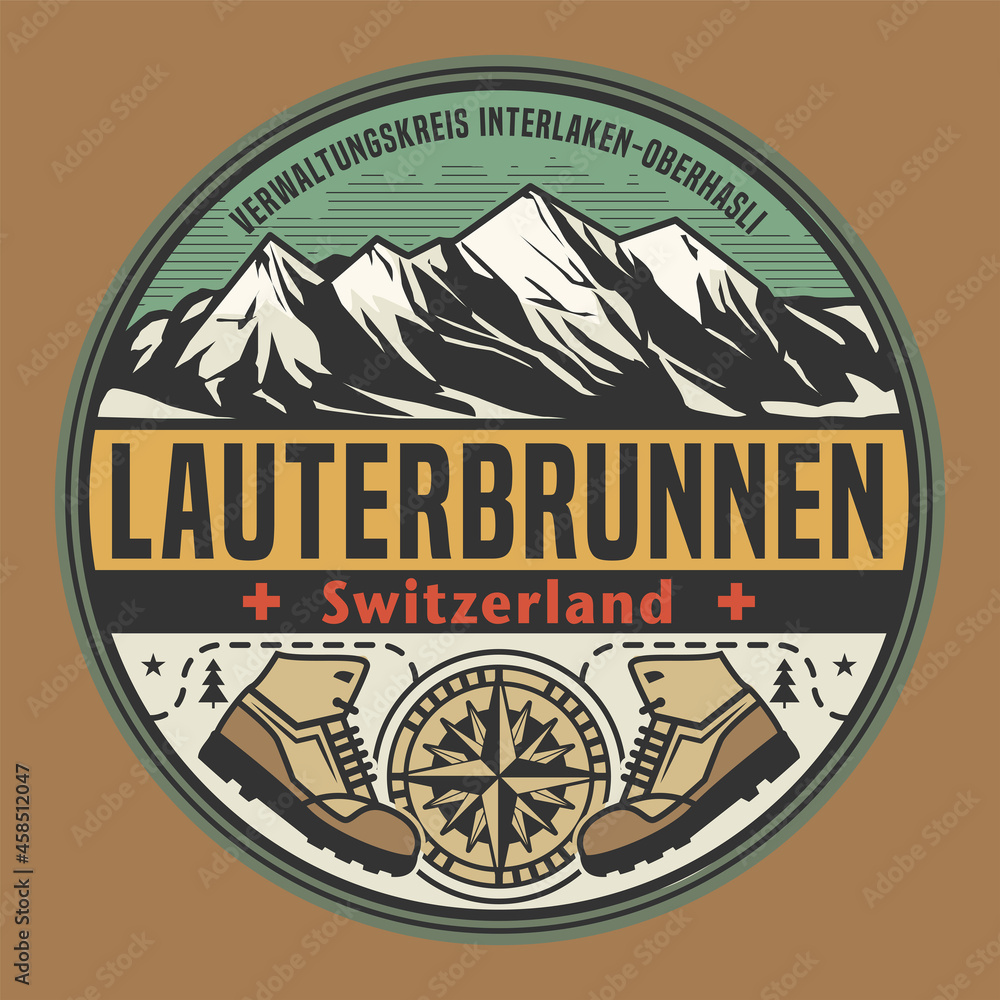 Abstract stamp with the name of Lauterbrunnen, Switzerland Abstract stamp with the name of Lauterbrunnen, Switzerland