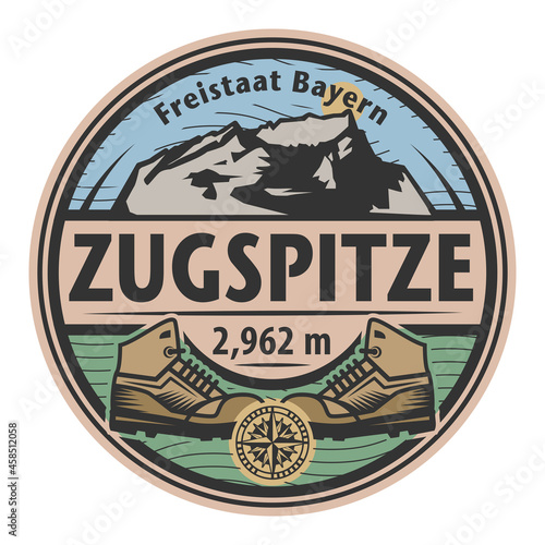 Abstract stamp with the name of Zugspitze, Bavaria, Germany