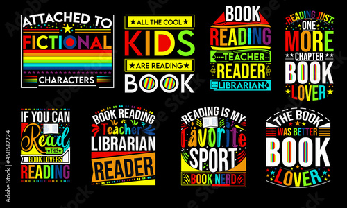 Trendy Set Book Lover Quotes and  T shirt  design, Set of cards with quotes. Teacher day t shirt design