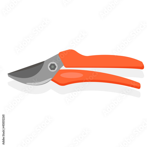 icon orange pruner for grass vegetable garden garden theme vector illustration template