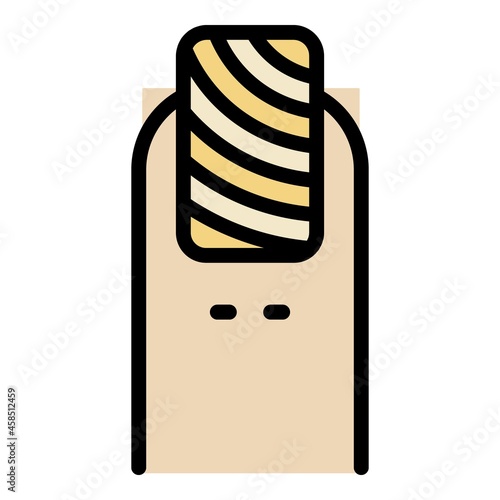 Nail striped polish icon. Outline nail striped polish vector icon color flat isolated