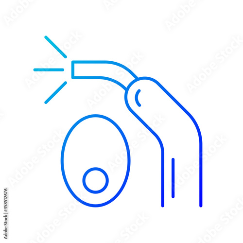 LED curing light gradient linear vector icon. Handheld device. Hardening tooth filling. Blue light exposure. Thin line color symbol. Modern style pictogram. Vector isolated outline drawing