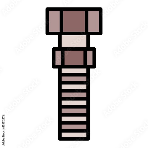 Bolt with nut icon. Outline bolt with nut vector icon color flat isolated