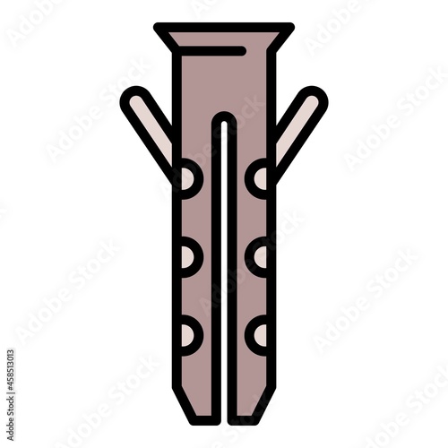 Wall dowel icon. Outline wall dowel vector icon color flat isolated
