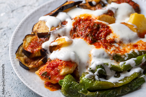 Canvastavla Turkish style mixed vegetable fried with yoghurt (Yogurtlu Karisik Kizartma)