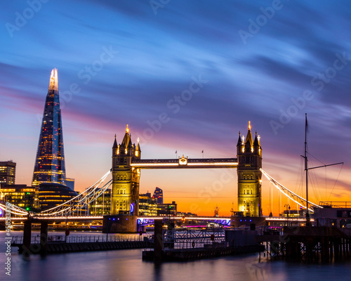 Tower Bridge and the Shard in London  UK
