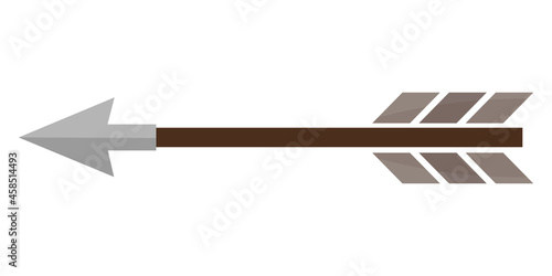 Bow arrow side view. Medieval weapon in flat style.