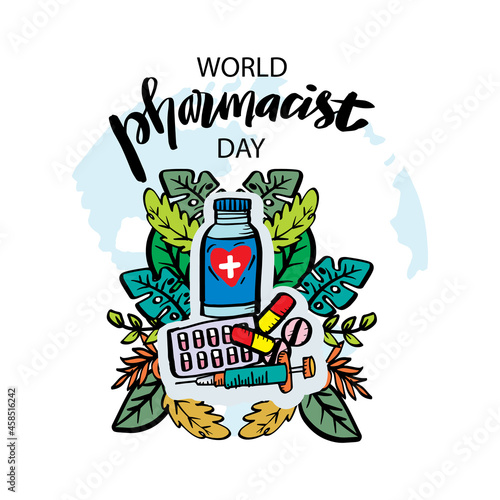 World pharmacist day poster concept. September 25. 