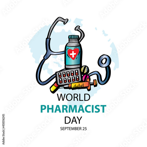 World pharmacist day poster concept. September 25. 
