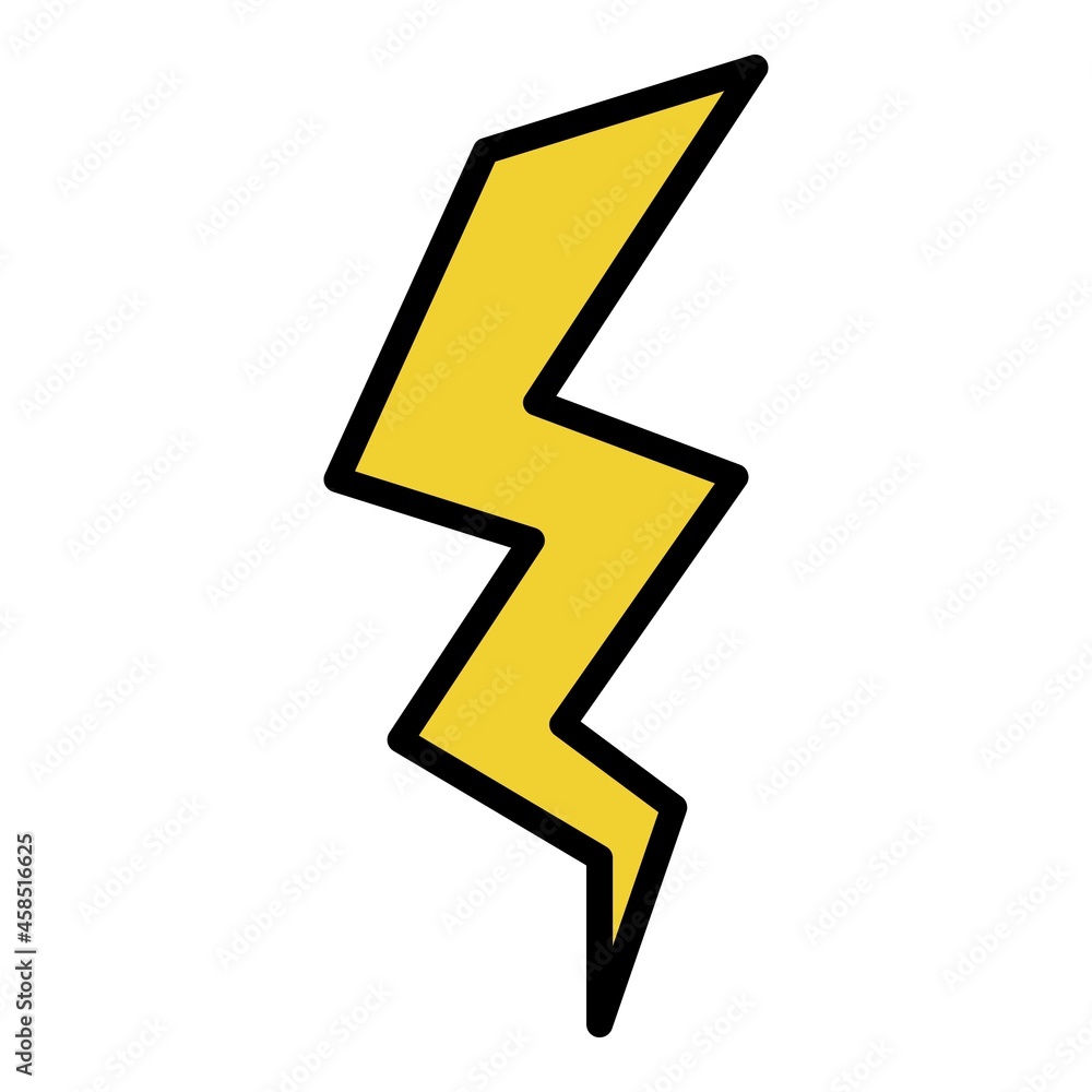 Vertical lightning icon. Outline vertical lightning vector icon color flat isolated Vertical lightning icon. Outline vertical lightning vector icon color flat isolated