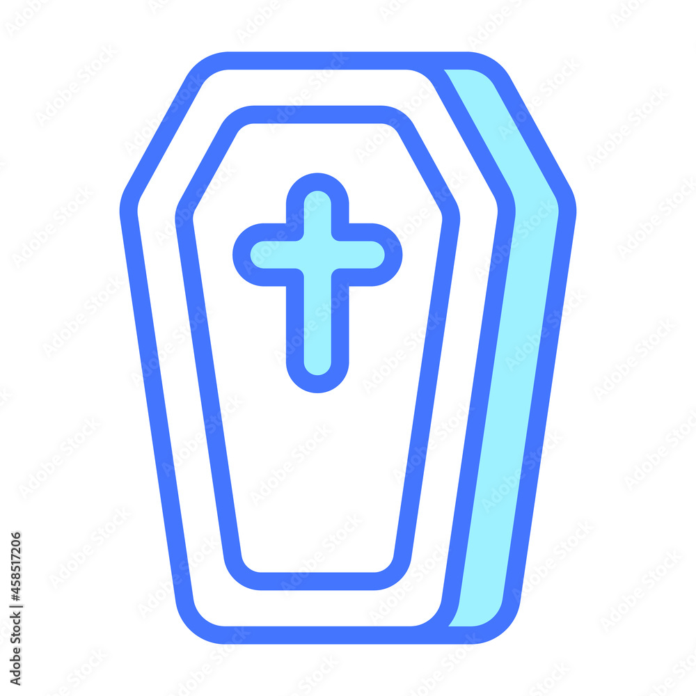 coffin, cross, Funeral Blue Outline Simple Icon. coffin, cross, Funeral Blue Outline Simple Icon.